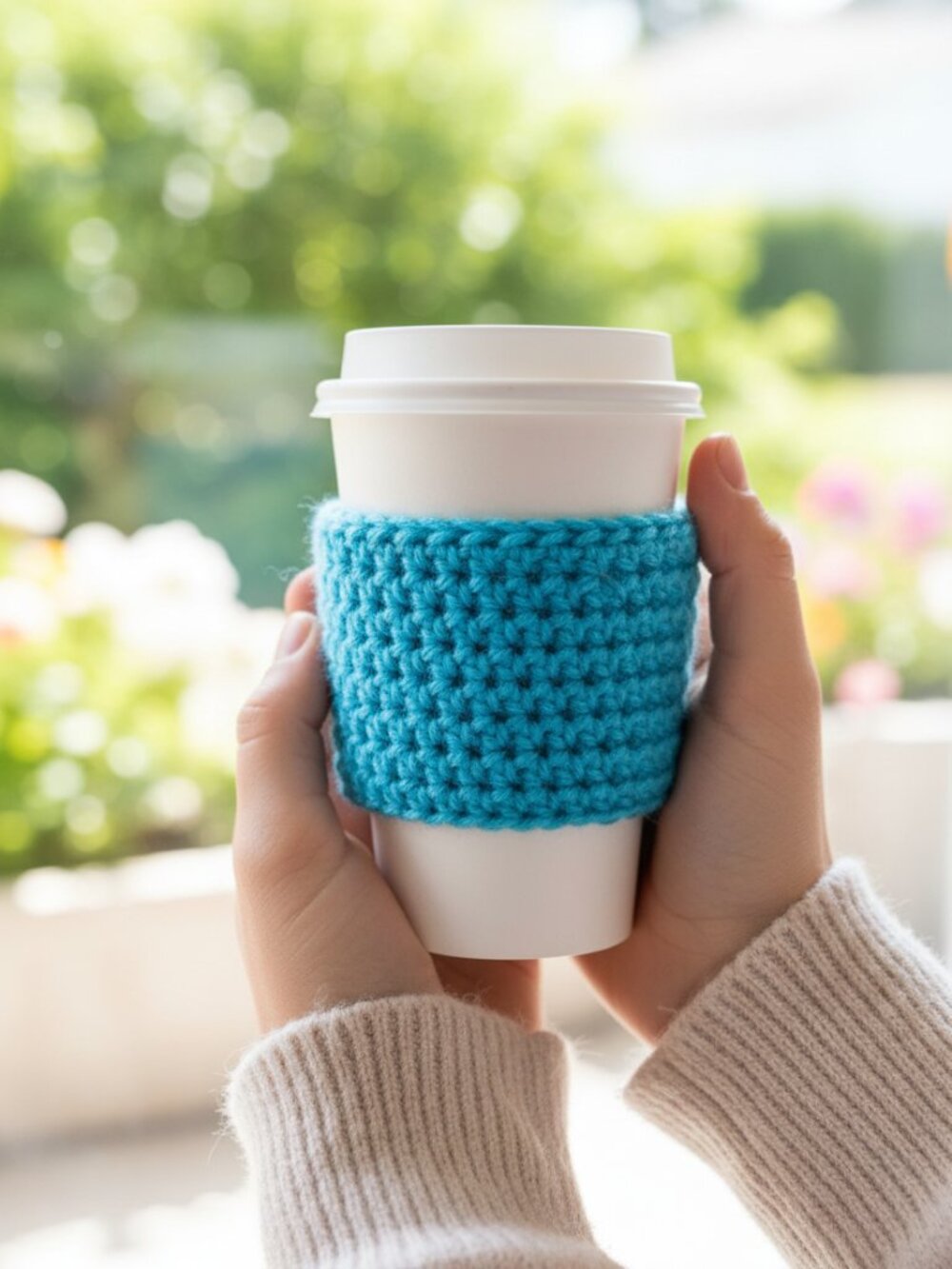 Electric Blue Coffee Cup Cozy | Handmade Crochet Coffee Cup Sleeve | Tea Gift